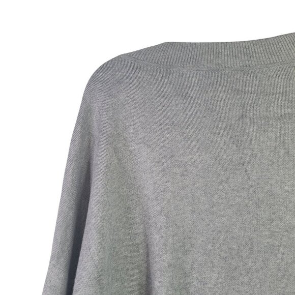 Planet by Lauren G Pima Cotton and Modal Boxy Gray V Neckline Cut Out Sweater OS - Picture 9 of 12